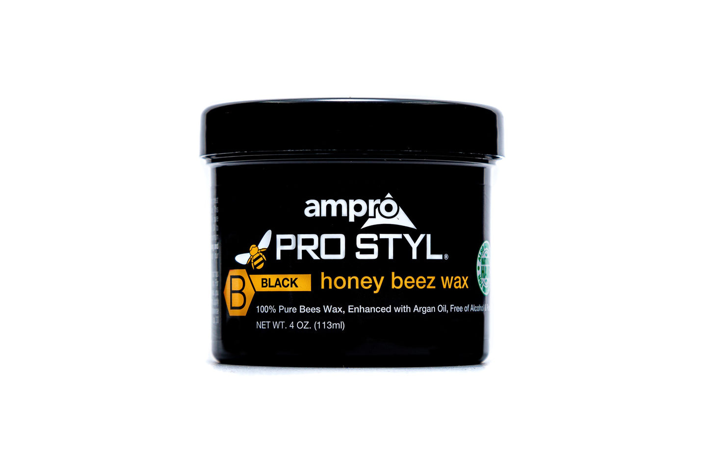 Ampro Pro Styl Black Honey Beez Wax 4oz - CASE PACK 12