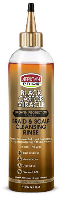 African Pride Black Castor Miracle Braid & Scalp Cleansing Rinse 12oz