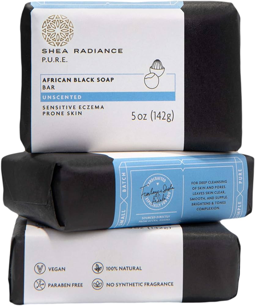 Shea Radiance African Black Soap Unscented 5oz - CASE PACK 12