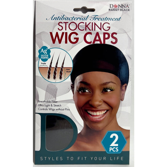 Donna Black Stocking Wig Cap 2pc CASE PACK 72